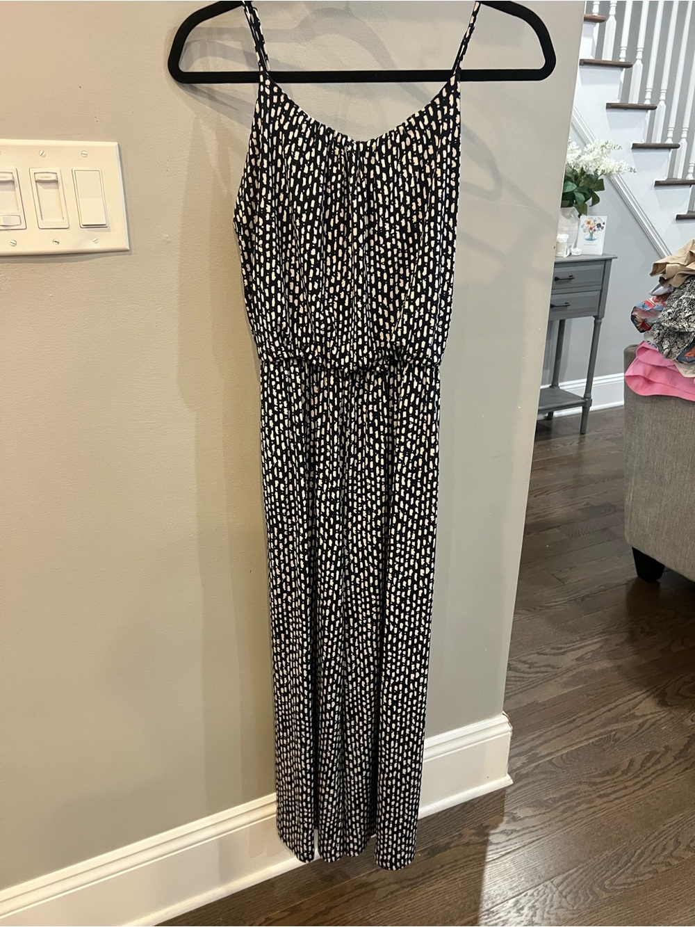 Gilli navy and White Printed Spaghetti Strap Jumpsuit